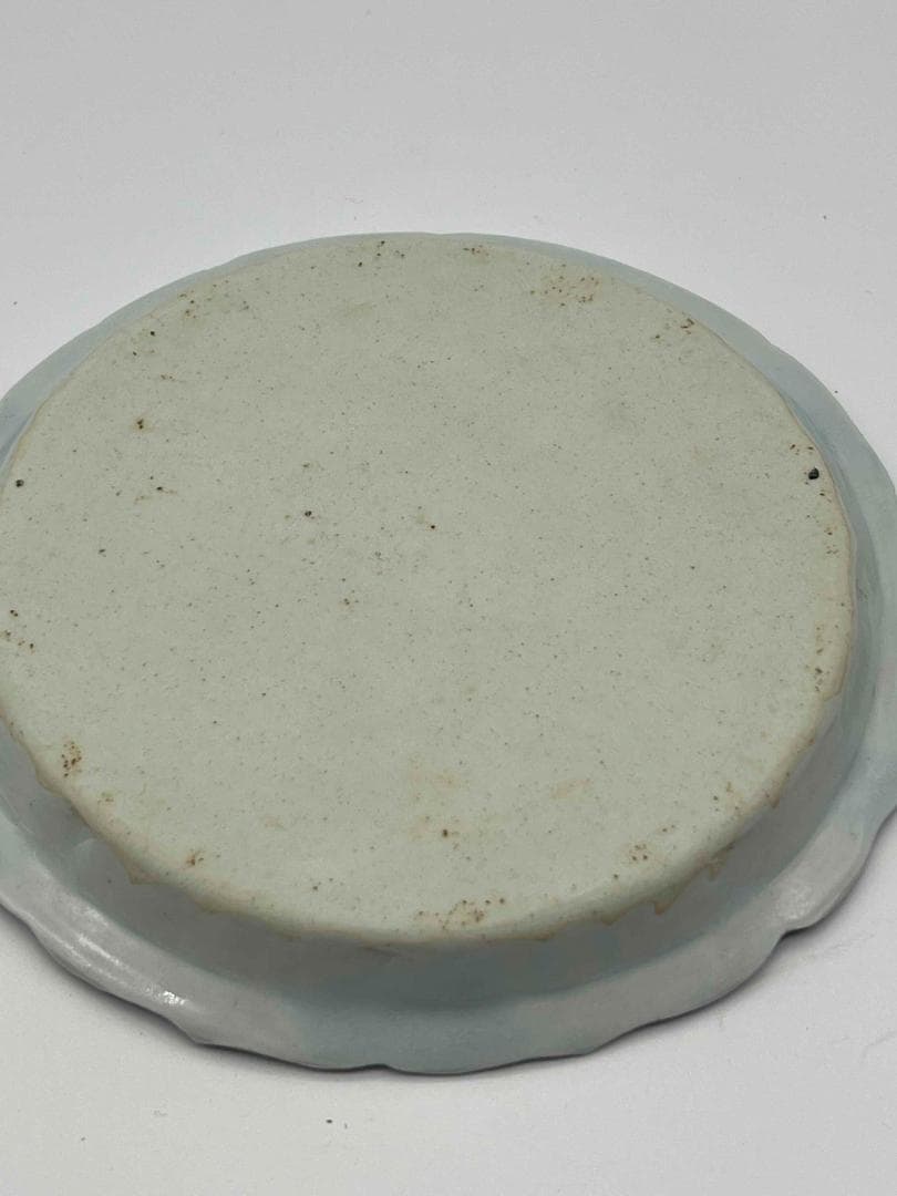 元時代　染付青花牡丹鳳凰花鳥文洗　輪花盤　古染付皿　唐物(A-79)