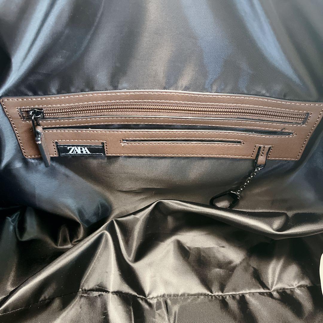 ZARA ザラ ボストンバッグ 2way ブラウン 旅行鞄 レザー 大容量 茶色