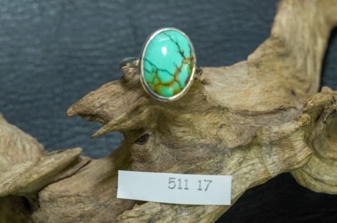 【週末限定セール】ターコイズ フリーサイズ リングスパイダーウェブシルバー19号