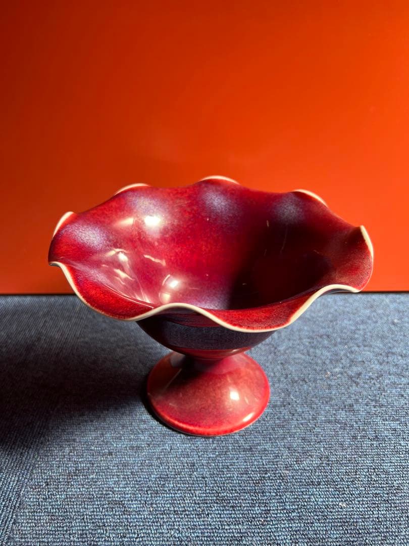 1019 四郎窯　辰砂　高台菓子器