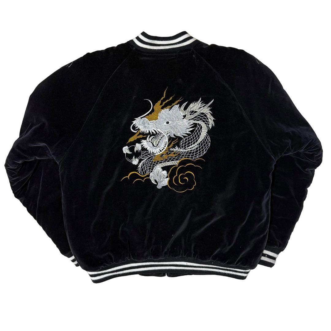 TDR 刺繍スカジャン ベロア 別珍 ブラック