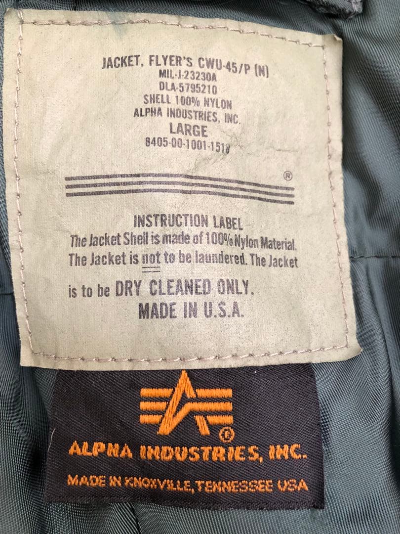 ジャケット・アウター made in USA ALPHA INDUSTRIES CWU-45P