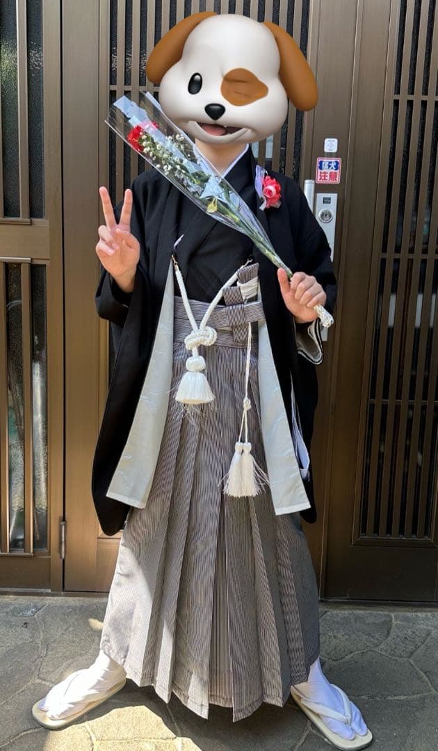 キャサリンコテージ　男の子袴　130〜140 黒と灰色のストライプ 袴