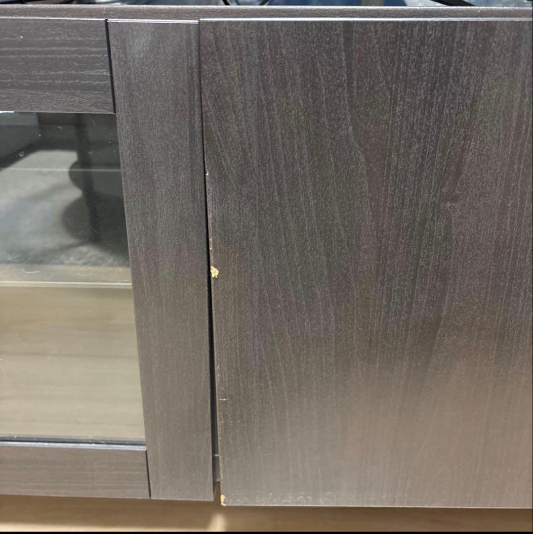 引き取り限定　IKEA ダークブラウン テレビ台 幅180cm ガラス扉付き