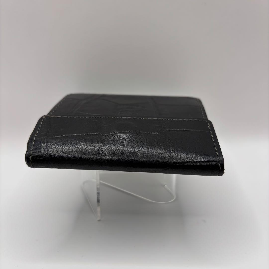 ILBISONTE 二つ折り財布　ブラック　クロコ　型押し　レザー　財布　革