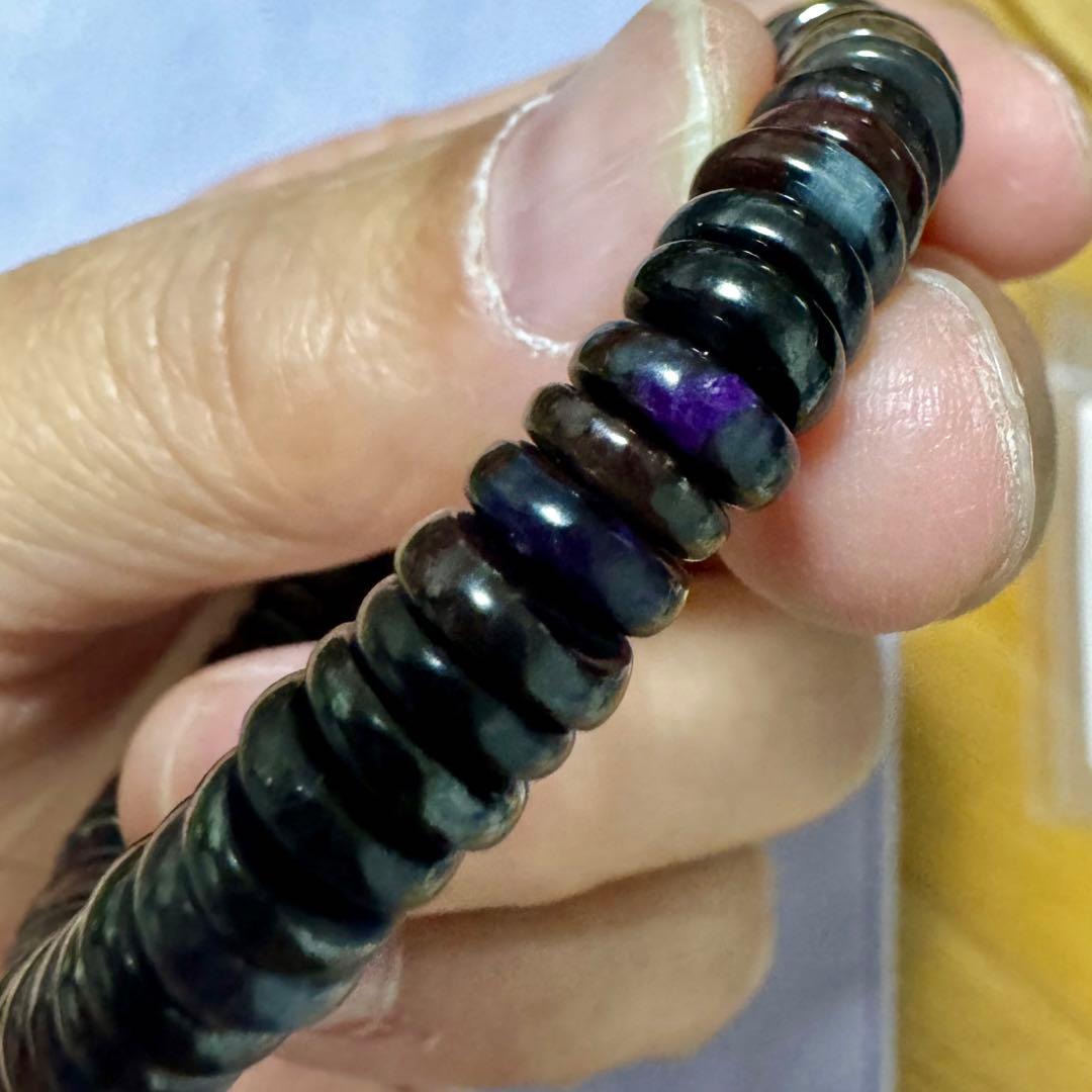 【鑑別済】未使用、希少な本物証明✨高品質スギライトボタンカット、ブレスレット