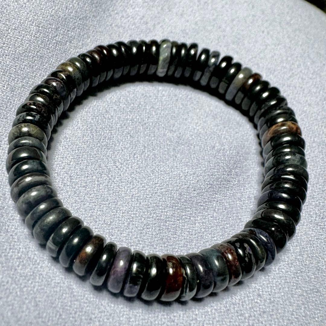 【鑑別済】未使用、希少な本物証明✨高品質スギライトボタンカット、ブレスレット