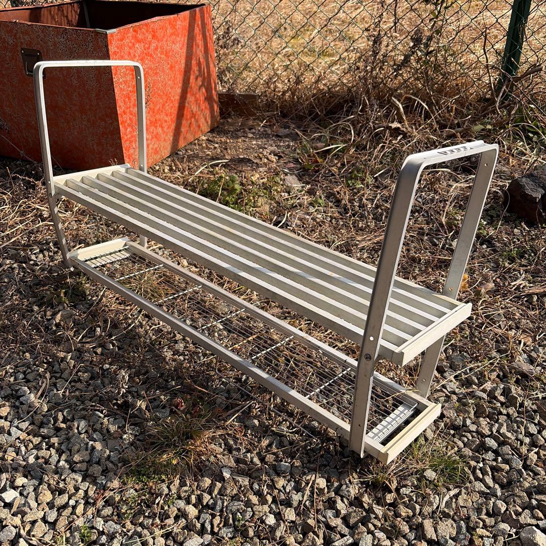 HOKUSEIアルミ製 キッチン吊り棚　昭和レトロ　２段　網棚　ホクセイ