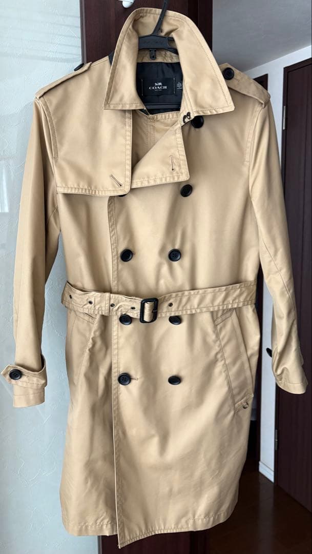[期間限定セール]コーチメンズ　ダブルブレストトレンチコート　ベージュ　M