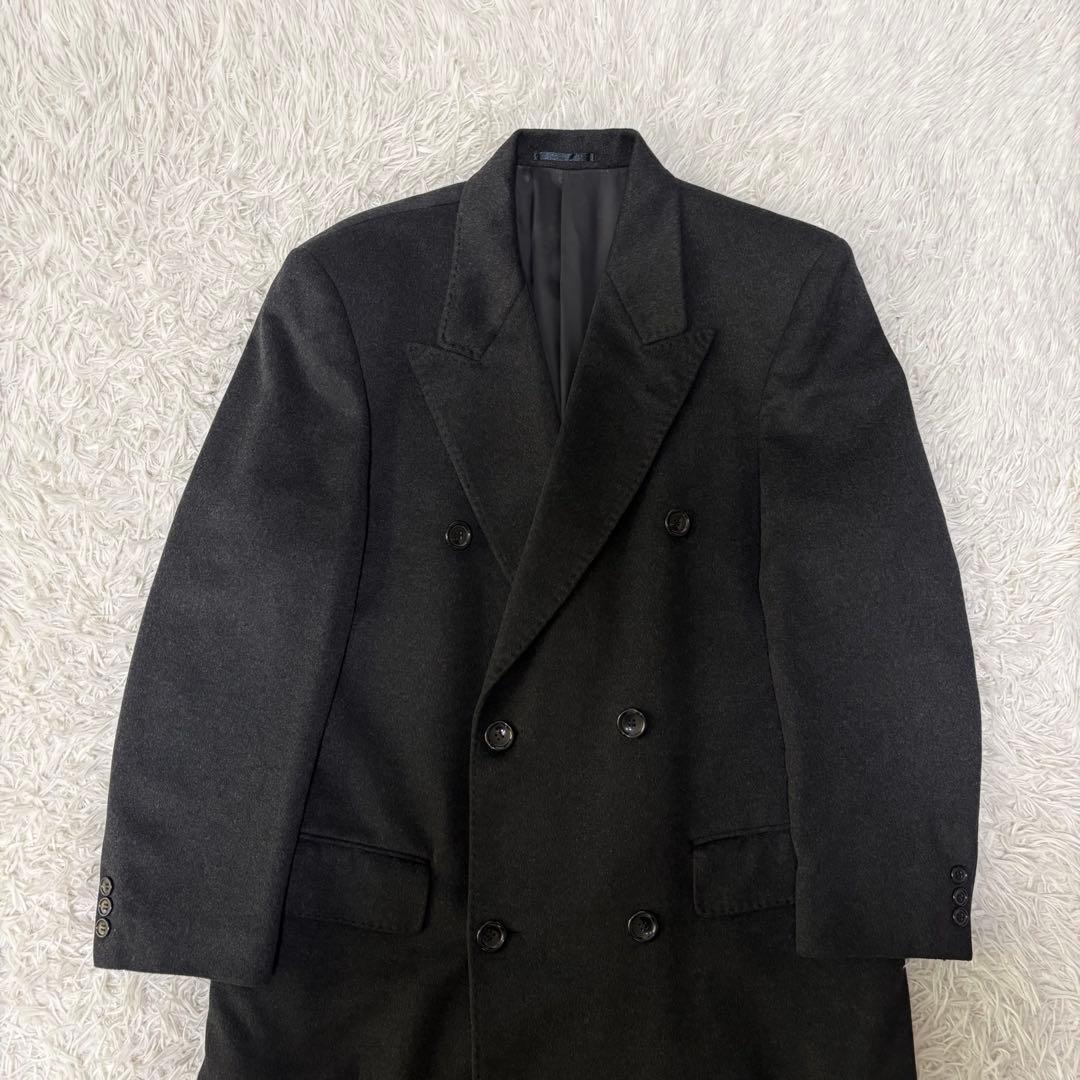 カシミヤ100/XL相当✨ Thamespoint ダブルチェスターコート 黒