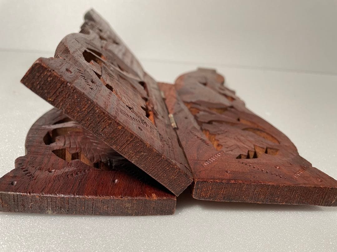 木製の葉模様トレイとスタンドセット