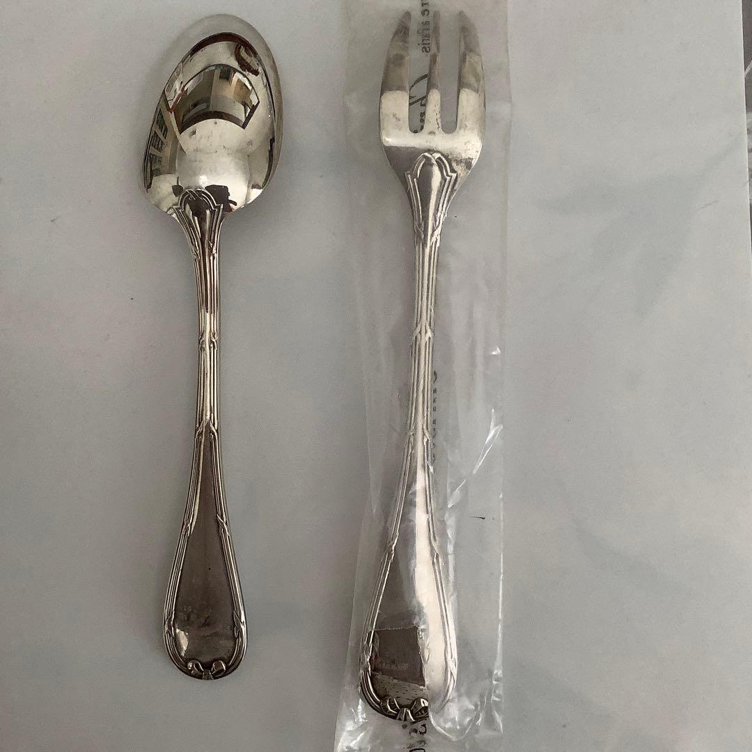 銀製クリストフル　デザートスプーン、フォークセット　④