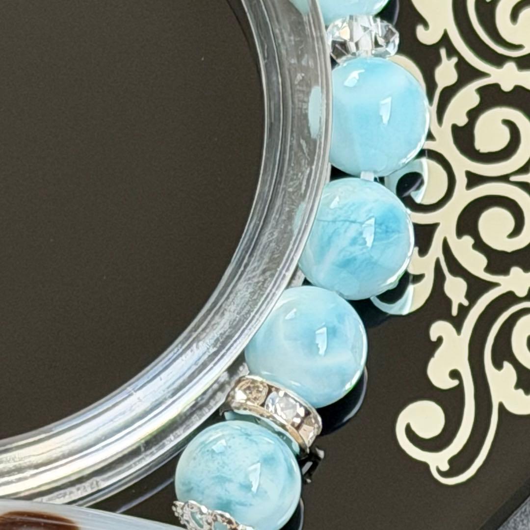 五福天珠&ラリマー　ブレスレット　内径約16cm