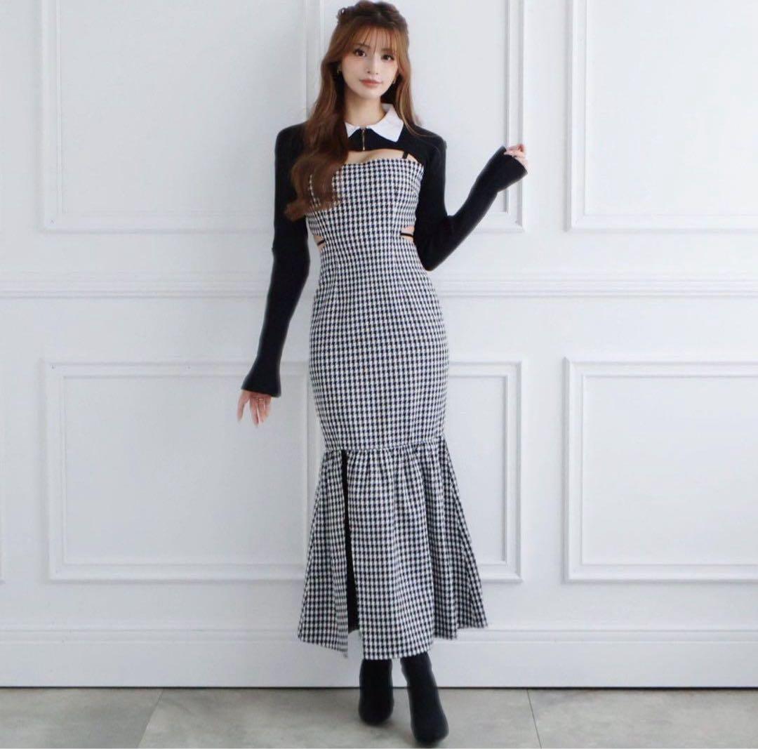 Randy Back open houndstooth ensemble ワンピ