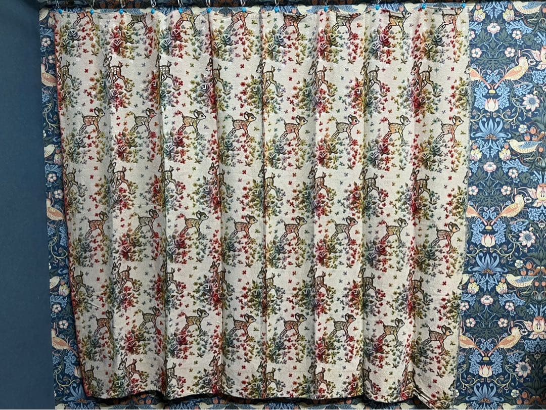 カーテン バンビ 鹿 インテリア 昭和レトロ 当時物 レトロポップ コブラン織