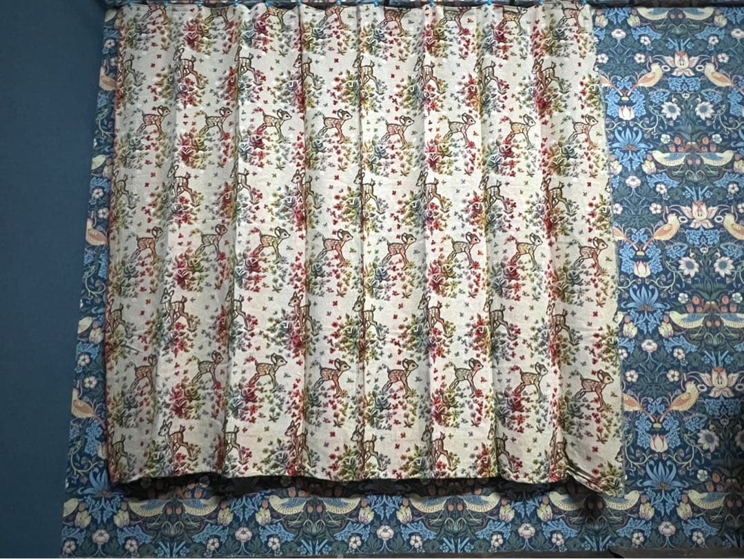 カーテン バンビ 鹿 インテリア 昭和レトロ 当時物 レトロポップ コブラン織