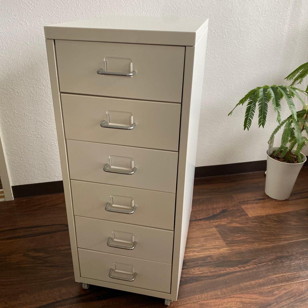 【組み立て済】IKEA HELMER ホワイト 6段引き出し収納キャビネット
