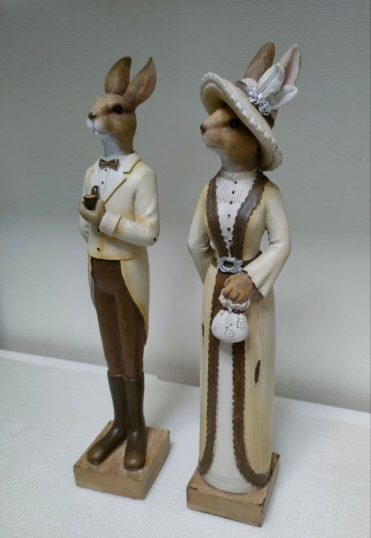 ウサギの 置物 カップル　　陶器製　ヴィンテージ