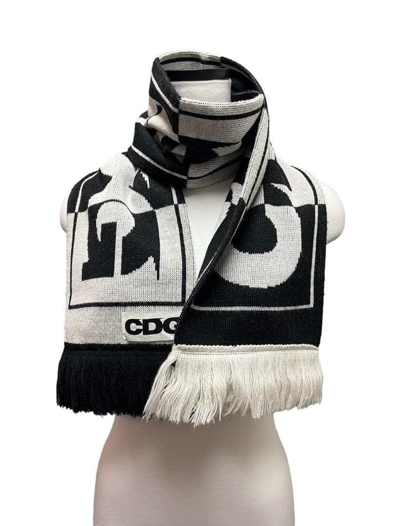 【希少】美品 CDG マフラー WHITE×BLACK