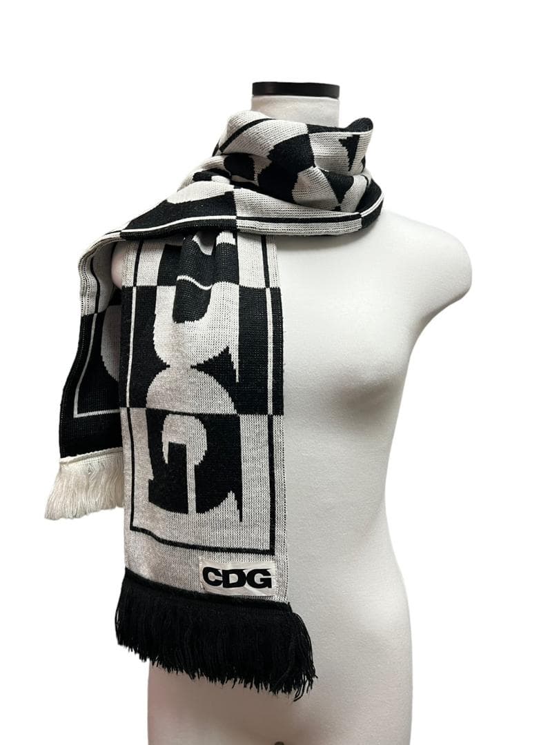 【希少】美品 CDG マフラー WHITE×BLACK