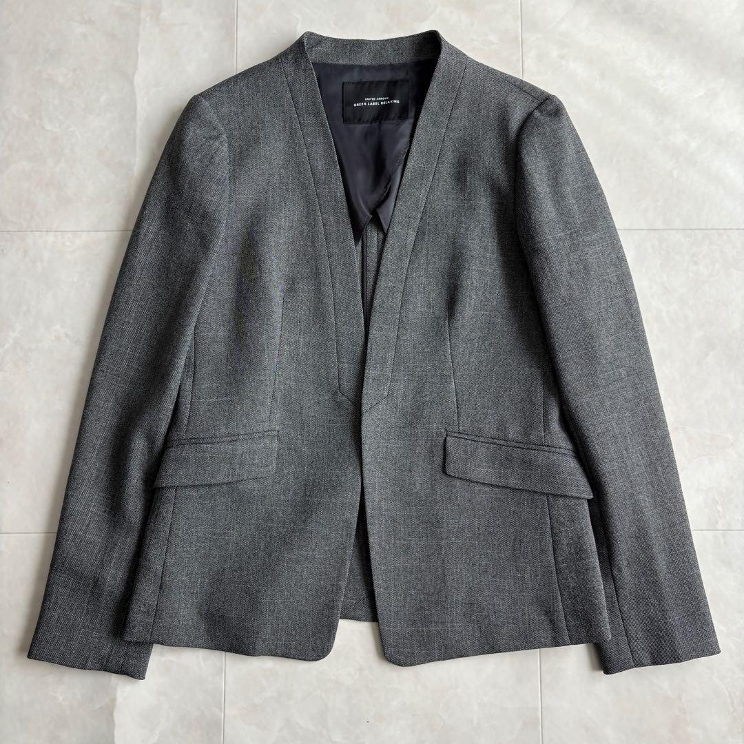 美品✨グリーンレーベルリラクシング ノーカラーセットアップ グレー 36 S相当