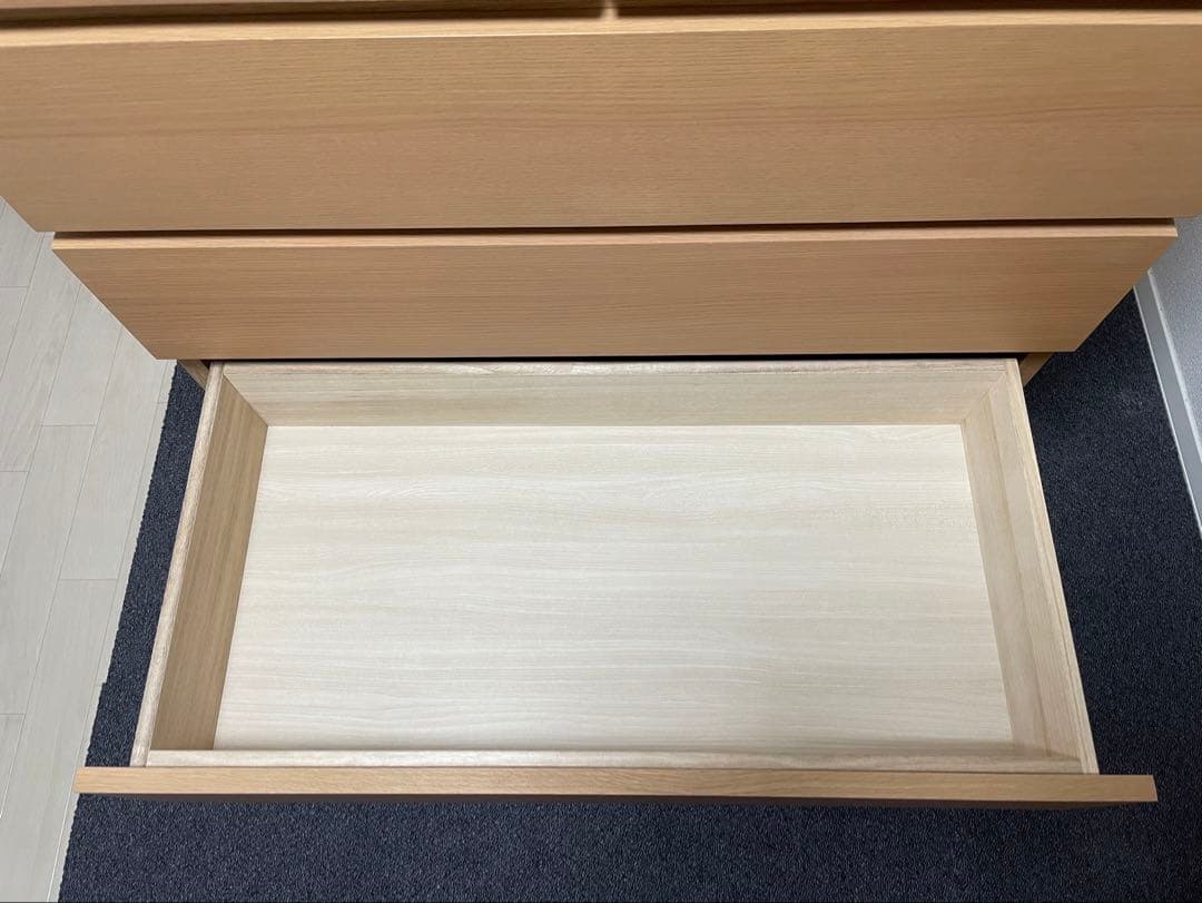 無印良品　オーク材チェスト6段ワイド　廃盤　幅800 mm ①