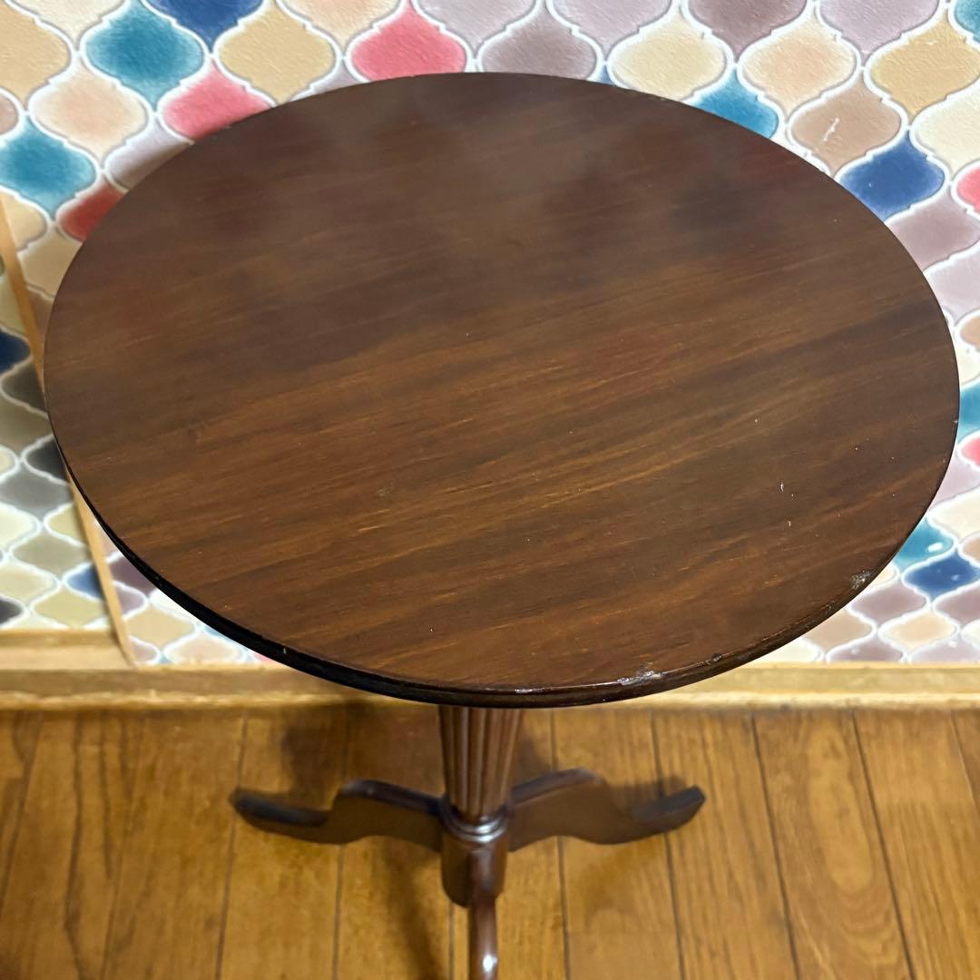 ビンテージ◎木製ラウンドテーブル　サイドテーブル　ミニテーブル　飾り棚　置台