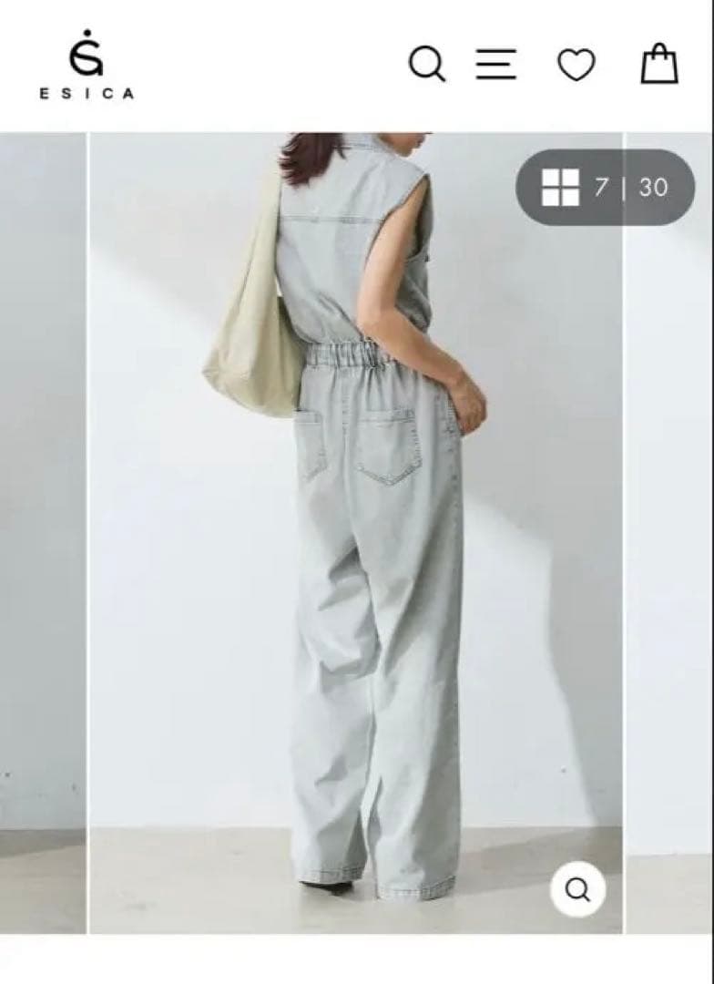 ESICA ポケットデザインデニムオールインワン