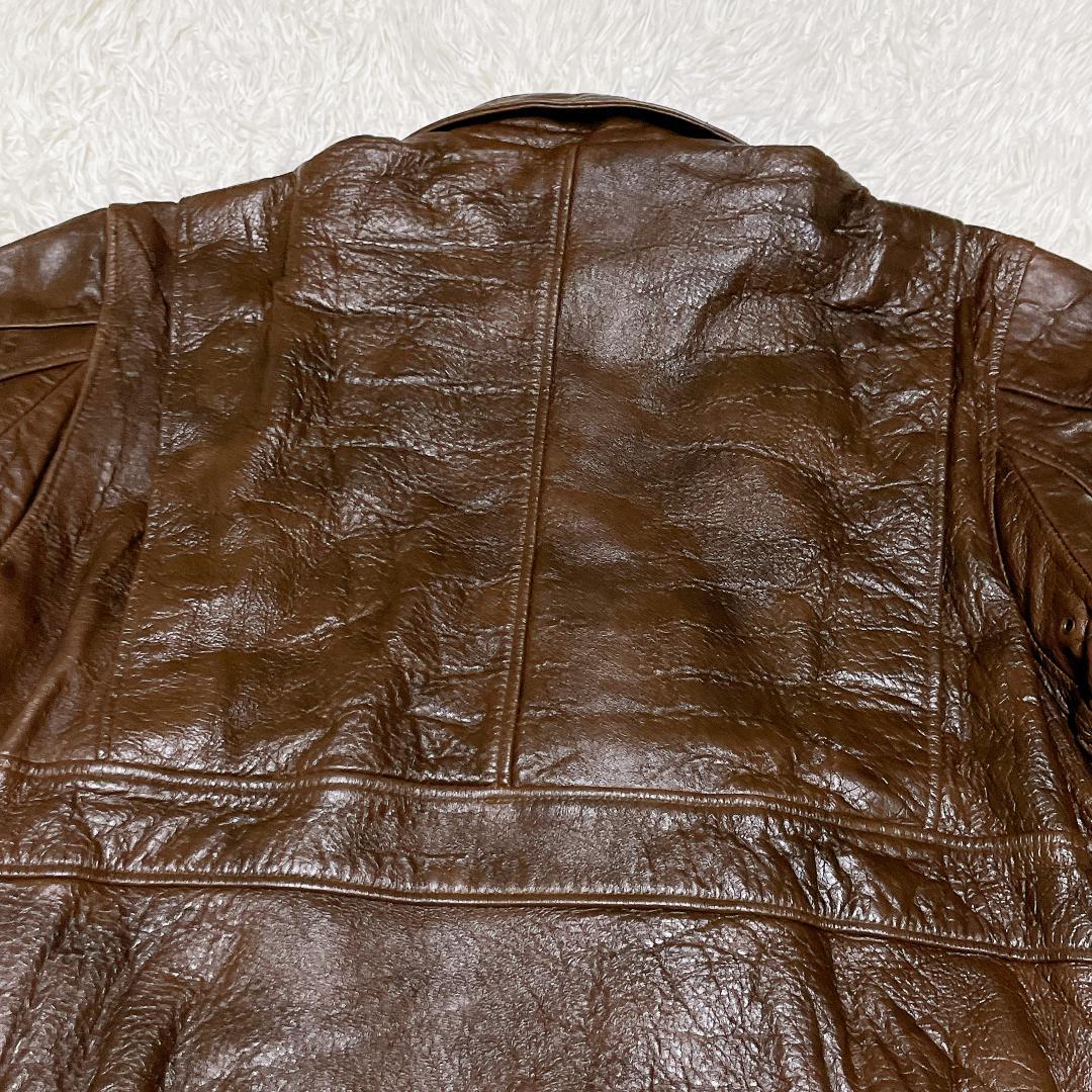 vintage A-2 レザーフライトジャケット 羊革 本革 短丈 ブラウン