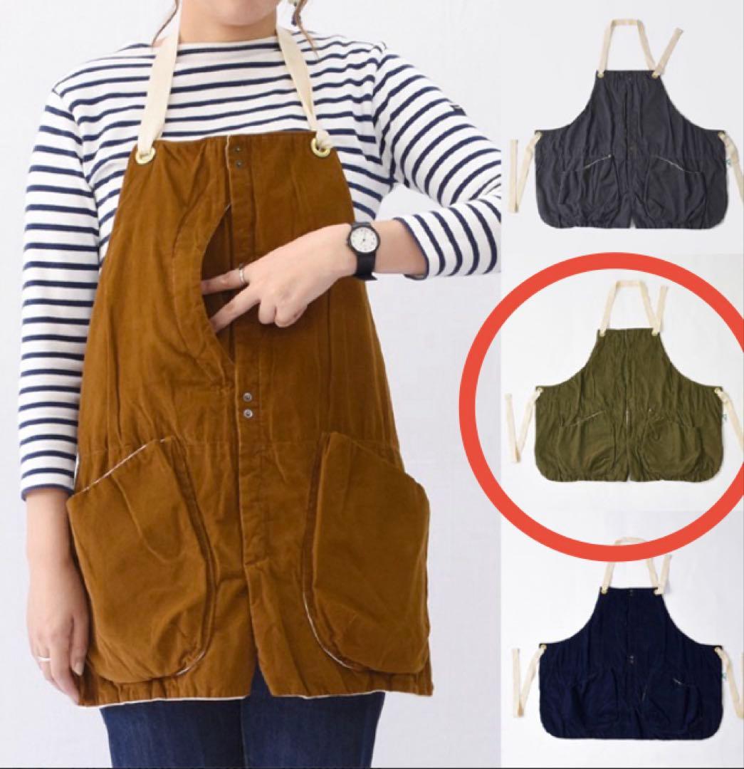 suolo スオーロ　グリズリーエプロン　コーデュロイ　オリーブ