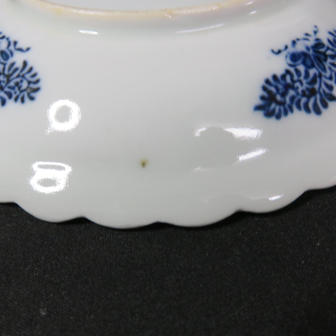 小皿 5枚 松 梅 変わり縁 輪花 印判 染付 明治 大正