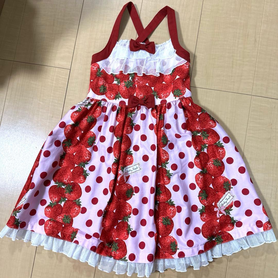 110シャーリーテンプル　ストロベリー柄ワンピース
