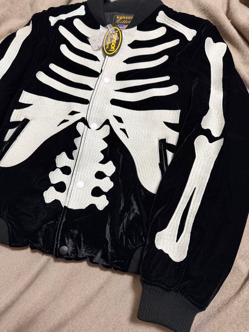 新品 未使用 Vanson USA 骨 別珍 限定版 スカジャン vintage