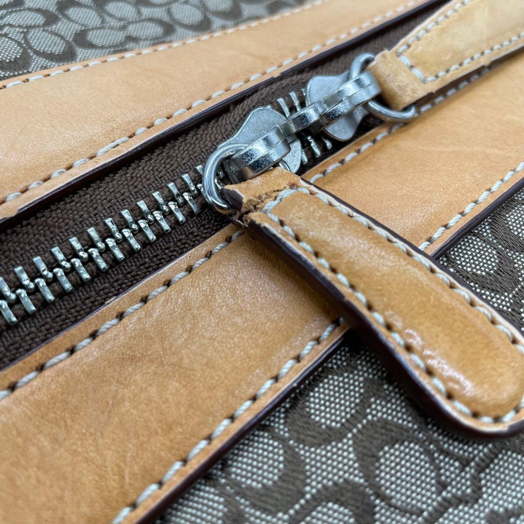 コーチ　シグネチャー　ボストンバッグ F77013 ベージュ系　大型