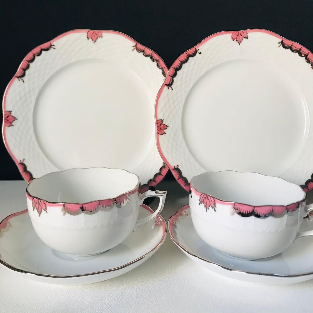 ヘレンド  ヴィクトリアシンプル　ピンクプラチナライン　トリオ　②