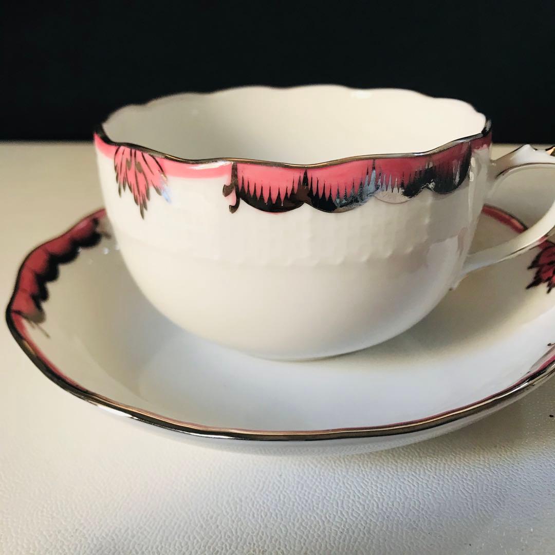 ヘレンド  ヴィクトリアシンプル　ピンクプラチナライン　トリオ　②