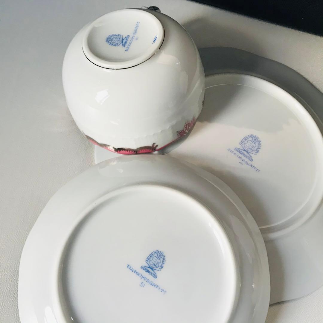 ヘレンド  ヴィクトリアシンプル　ピンクプラチナライン　トリオ　②