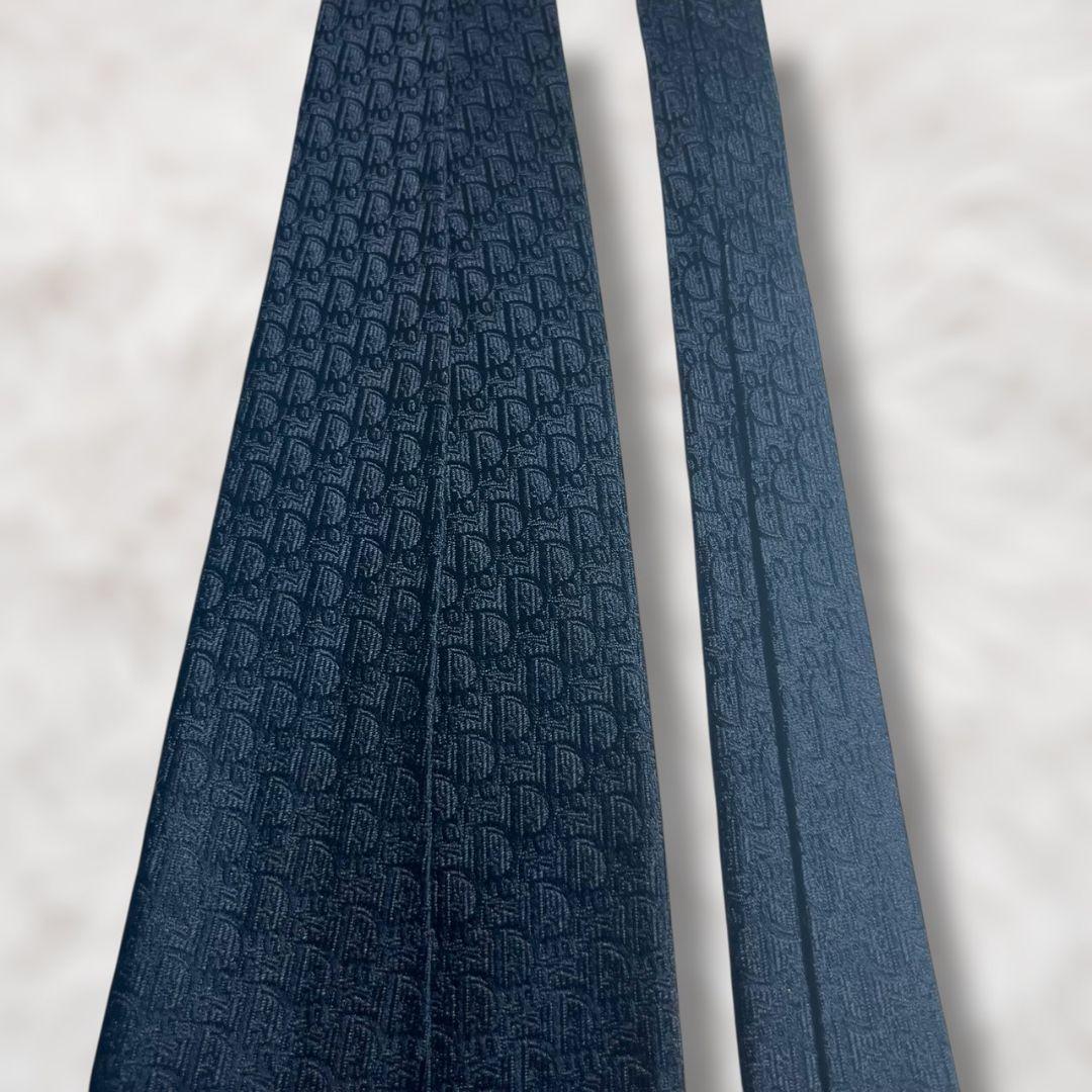 【未使用級✨️】クリスチャンディオール トロッター柄 ネイビー 黒メンズ ネクタイ