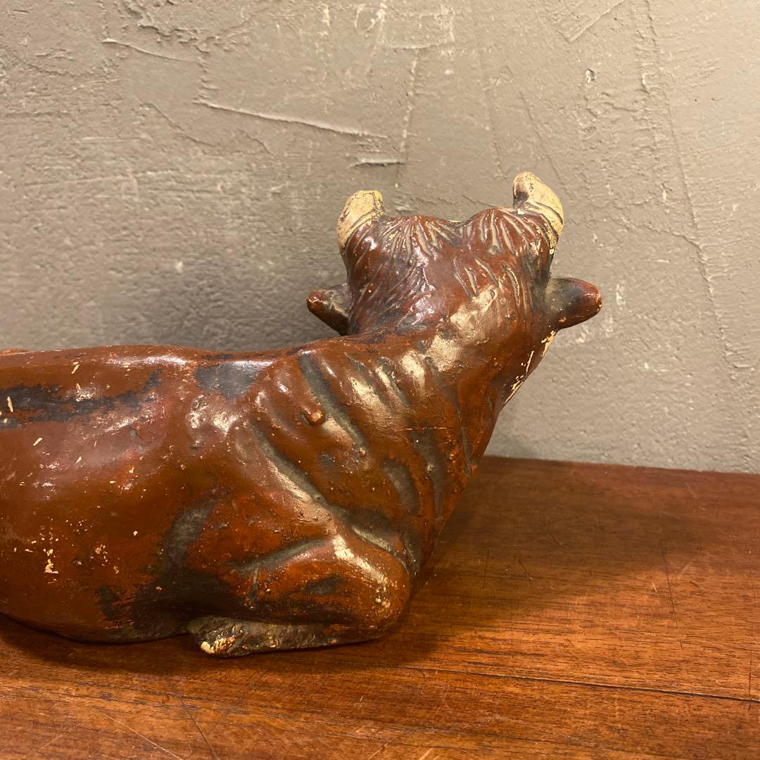 骨董品 陶古園 牛の置物 オブジェ 時代物 コレクション オブジェ