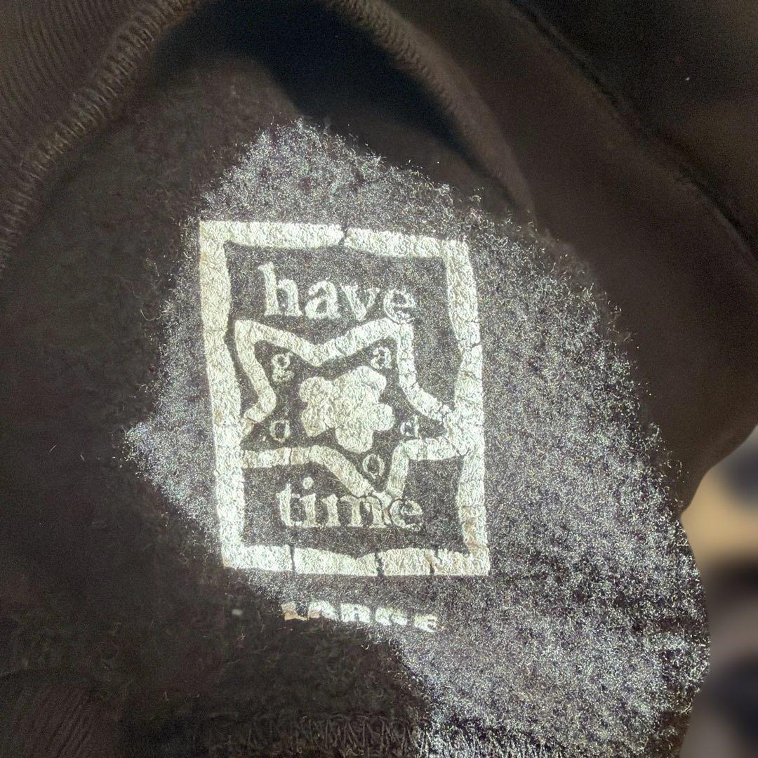 ♩ have time ブラック フード付きパーカー Lサイズ