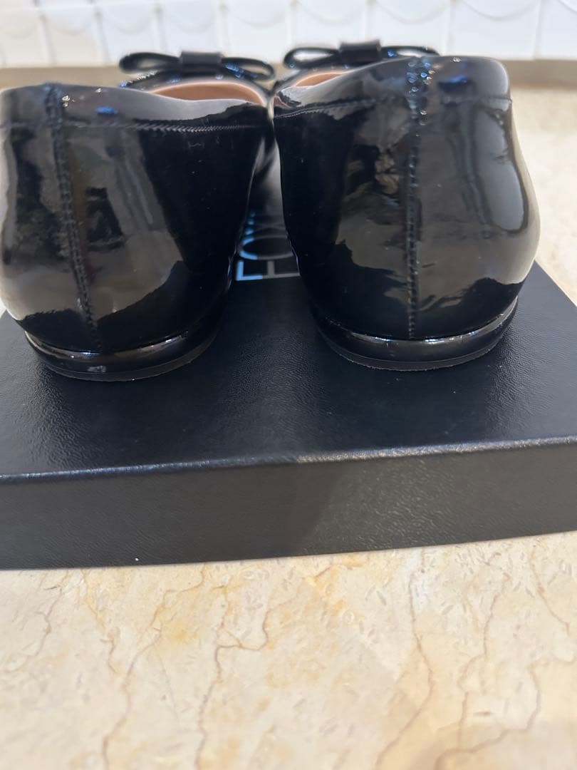 PRADA ブラック リボン付き36 1/2バレエシューズ