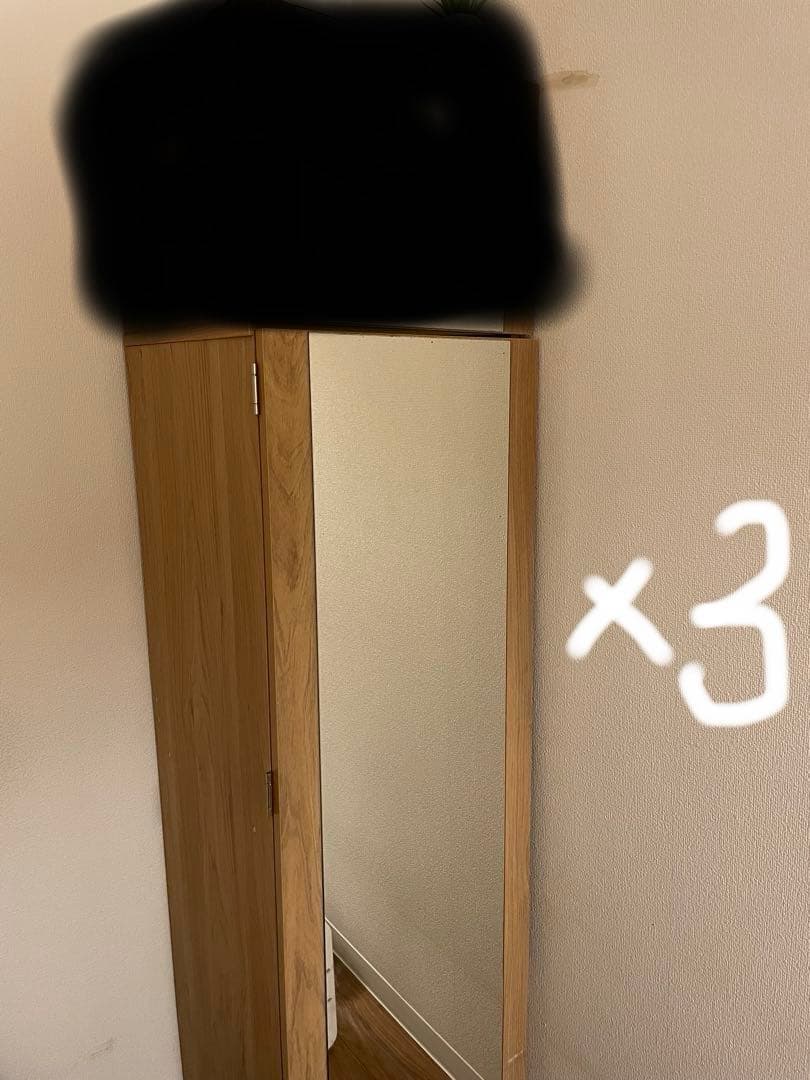 姿見 スリム 木製 全身鏡 北欧　鏡板の姿見のみ✖️3枚