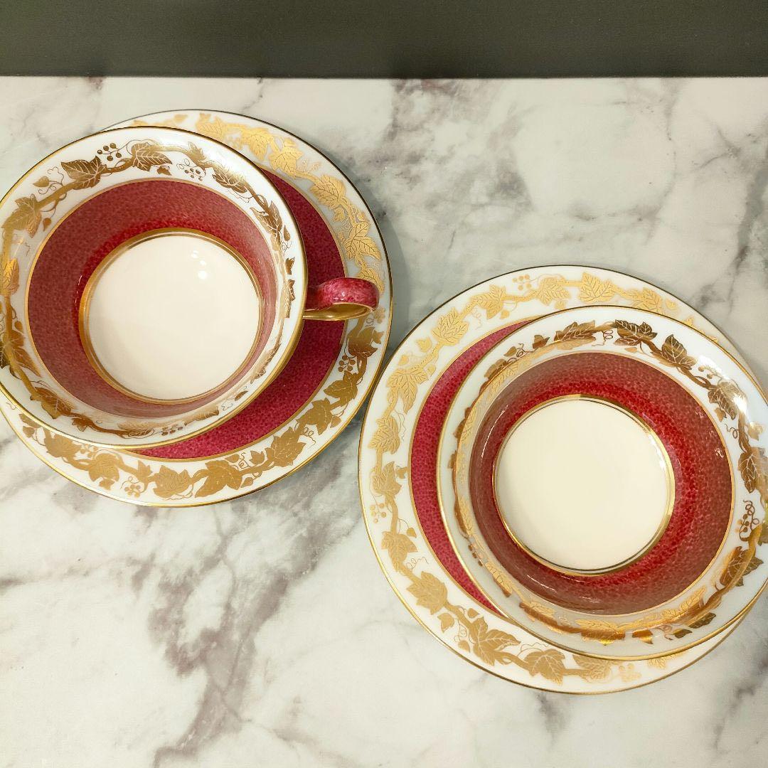 希少品★ウェッジウッド ホワイトホール パウダー 2客セット ルビー ゴールド