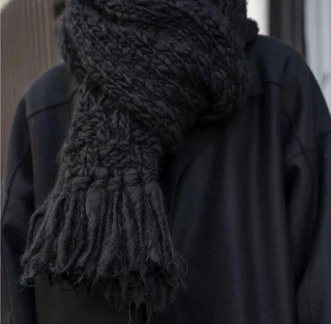 サ*！様 kota gushiken 大判ニットマフラーscarf 黒コータグシ