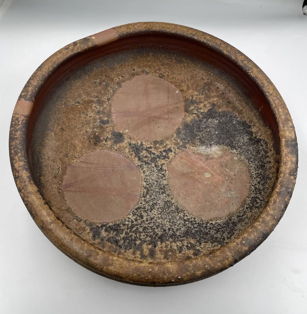 備前焼　松井陶仙　茶色丸大皿