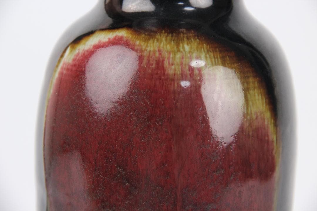 中国美術 清代 官窯 窯変紅釉 郎窯紅　花瓶 中国　時代物　欠けあり ED5-8