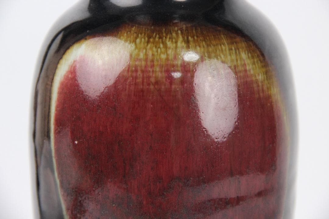 中国美術 清代 官窯 窯変紅釉 郎窯紅　花瓶 中国　時代物　欠けあり ED5-8