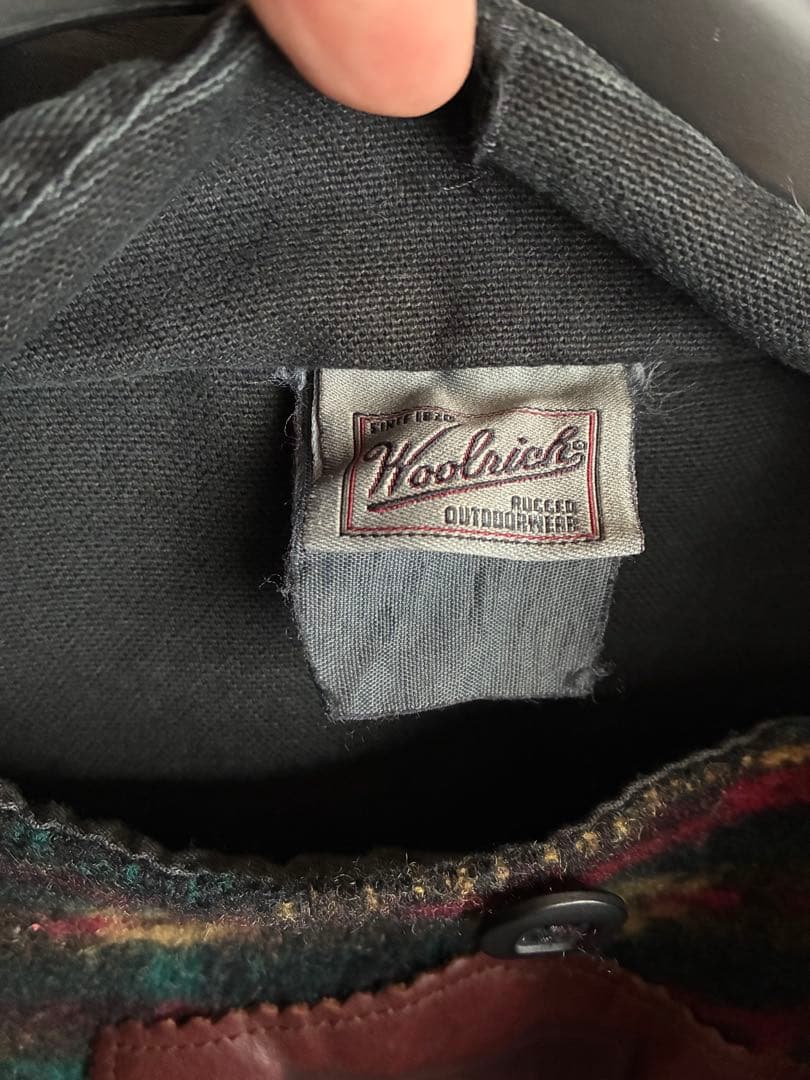 ウールリッチ　WOOL RICH 襟レザーダックジャケット　ブラック　L