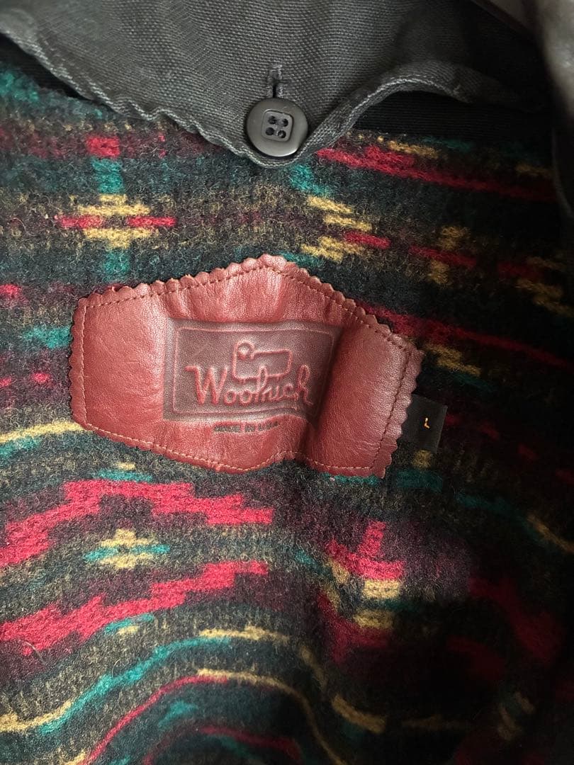 ウールリッチ　WOOL RICH 襟レザーダックジャケット　ブラック　L