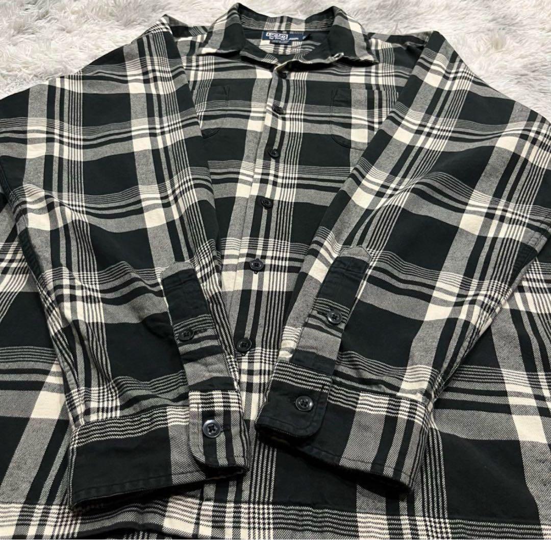 希少 90s ラルフローレン vintagecamp ネルシャツ オープンカラー